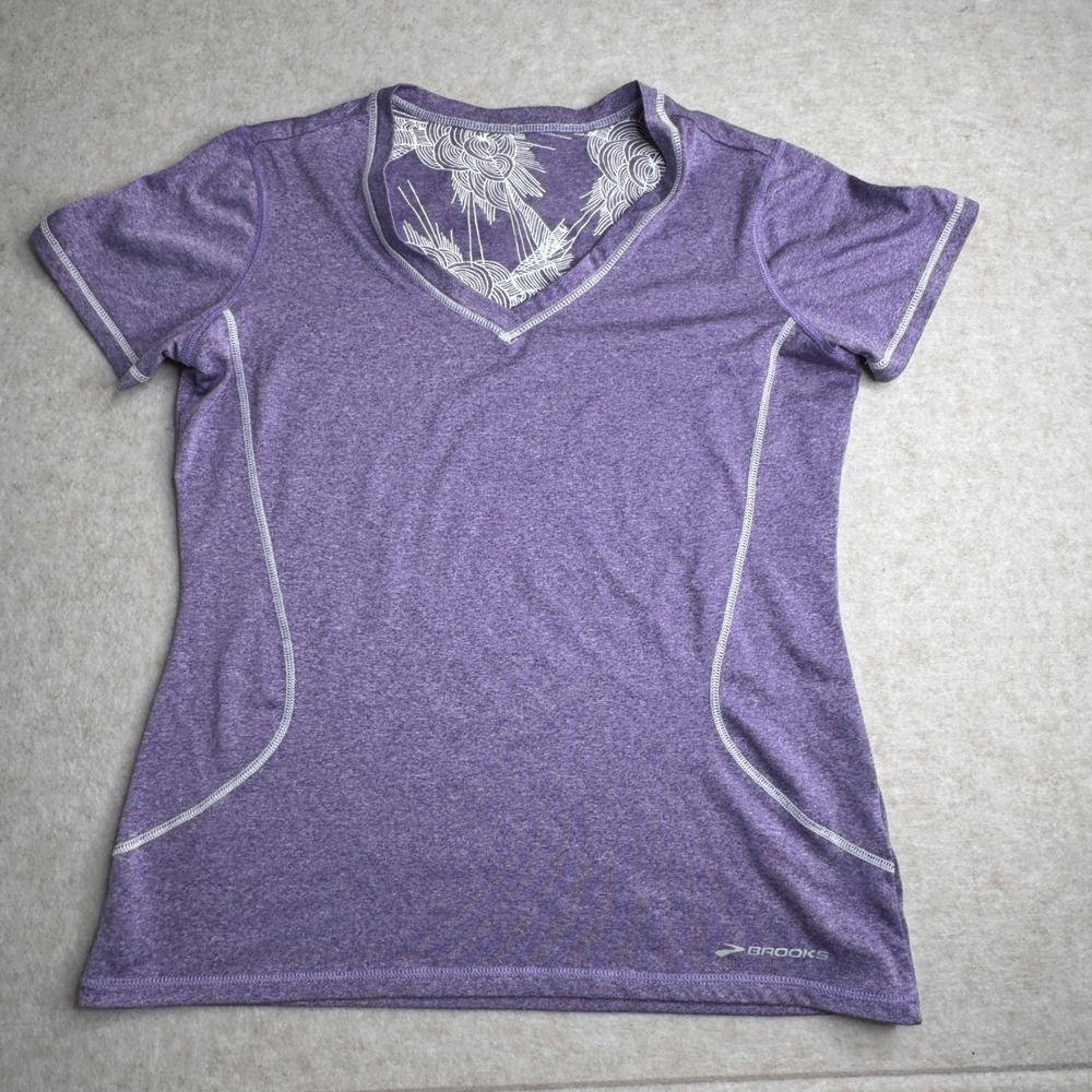 Brooks‎ Women's Running Tee Shirt Purple Short Sleeve Athletic Top Size Small